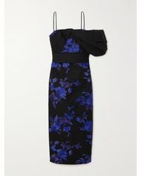 Erdem - One-Shoulder Embroidered Cotton-Faille Midi Dress - Lyst