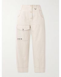 Moncler - Pantalon Cargo Fuselé En Toile De Coton Et De Lin Mélangés À Œillets - Lyst