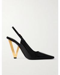 Versace - Embellished Patent-Leather Slingback Pumps - Lyst