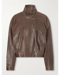 Nour Hammour - Quincy Cropped Paneled Leather Bomber Jacket - Lyst