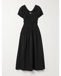 Doen - Leanne Midikleid Aus Biobaumwoll-Voile Mit Raffungen - Lyst