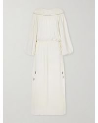 Isabel Marant - Nydia Lace-Trimmed Bead-Embellished Silk-Chiffon Midi Dress - Lyst