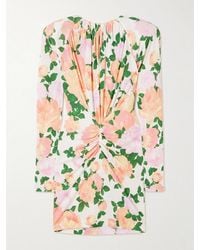 Stella McCartney - Gathered Floral-Print Jersey Mini Dress - Lyst