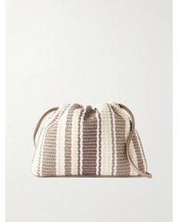 Brunello Cucinelli - Striped Leather-Trimmed Raffia Shoulder Bag - Lyst