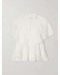 Isabel Marant - Lorna Ruffled Embroidered Cotton Blouse - Lyst