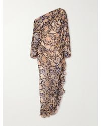 Zimmermann - Valiant One-Shoulder Gathered Printed Crepe Maxi Dress - Lyst