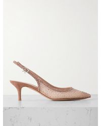 Gianvito Rossi - Regina 55 Slingback-Pumps Aus Organza Mit Kristallen Und Velourslederbesätzen - Lyst