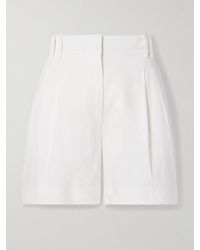 Another Tomorrow - Pleated Linen Shorts - Lyst