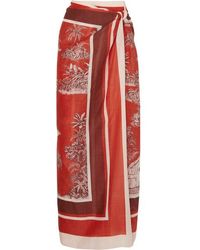 Johanna Ortiz Costa Del Sol Pareo Aus Einer Bedruckten Kaschmir-seidenmischung - Rot