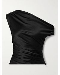 STAUD - Phare Asymmetrisches Oberteil Aus Satin Aus Einer Seidenmischung Mit Falten - Lyst