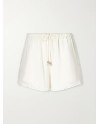 Zimmermann - Fairlight Lace-Trimmed Charmeuse Shorts - Lyst