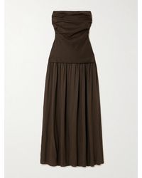 Faithfull the Brand - Hedy Strapless Gathered Linen And Voile Maxi Dress - Lyst