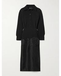 Brandon Maxwell - The Amelie Crystal-Embellished Wool-Blend Crepe And Silk-Organza Midi Shirt Dress - Lyst