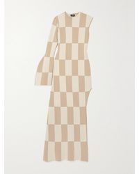 A.W.A.K.E. MODE - Asymmetric Checked Knitted Maxi Dress - Lyst