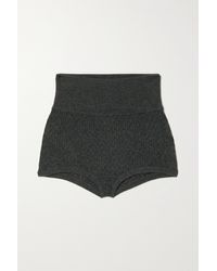 Le Kasha Nimes Pointelle-knit Organic Cashmere Shorts - Gray