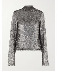 Interior - Frances Sequined Stretch-Tulle Top - Lyst