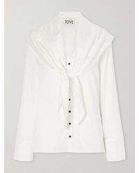 TOVE - Nia Scarf-Detailed Cotton-Poplin Shirt - Lyst