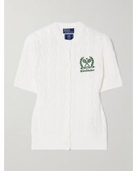 Polo Ralph Lauren - Wimbledon Embroidered Cable-Knit Cotton Cardigan - Lyst
