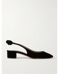 Aquazzura - Very Bow 35 Suede Slingback Pumps - Lyst