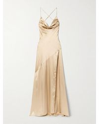 retroféte - Emery Crystal-Embellished Draped Silk-Blend Satin Gown - Lyst