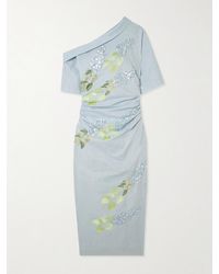 BERNADETTE - Bowery Asymmetric Embellished Cotton And Linen-Blend Midi Dress - Lyst