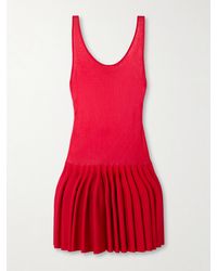 Alaïa - Minikleid Aus Jersey Und Stretch-Strick Mit Falten - Lyst