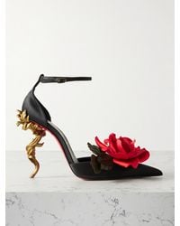 Christian Louboutin - Bellarose 100 Pumps Aus Glänzendem Crêpe Mit Applikationen - Lyst