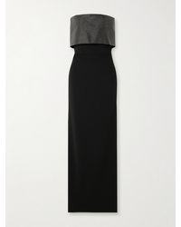 Solace London - Brandi Strapless Layered Crystal-Embellished Satin-Twill Trimmed Stretch-Cady Gown - Lyst