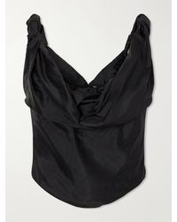 STAUD - Olivia Draped Silk-Dupioni Top - Lyst