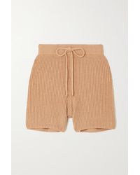 Reformation + Net Sustain Sanzo Ribbed Organic Cotton Shorts - Natural