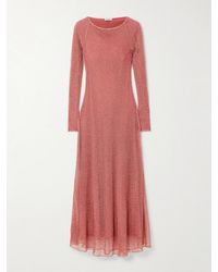 Alaïa - Metallic Open-Knit Midi Dress - Lyst