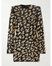 Balmain - Minikleid Aus Tüll Mit Pailletten Und Zierperlen - Lyst