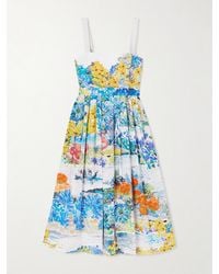 Mary Katrantzou - Iris Pleated Floral-Print Cotton-Poplin Midi Dress - Lyst