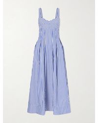 La Ligne - Madeline Pleated Striped Cotton-Poplin Maxi Dress - Lyst