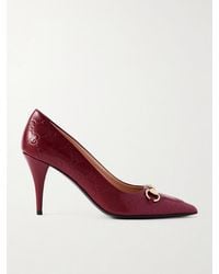 Gucci - Horsebit-Embellished Debossed Leather Pumps - Lyst