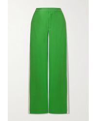 Gauchère Victory Paneled Crepe And Linen Wide-leg Pants - Green