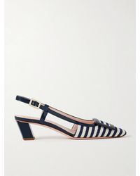 Roger Vivier - Belle Vivier 45 Patent Leather-Trimmed Striped Woven Slingback Pumps - Lyst