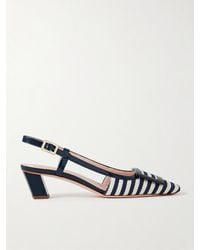 Roger Vivier - Belle Vivier 45 Patent Leather-Trimmed Striped Woven Slingback Pumps - Lyst
