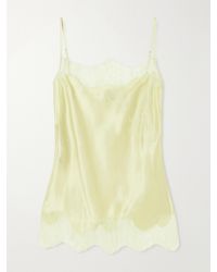 Carine Gilson - Lace-Trimmed Silk-Satin Camisole - Lyst