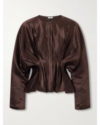 JOSEPH - Eris Gathered Linen And Silk-Blend Blouse - Lyst