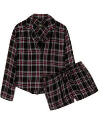 Rails Checked Flannel Pyjama Set - Black