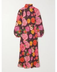 La DoubleJ - Medici Floral-Print Silk Crepe De Chine Midi Dress - Lyst