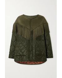 Mother - The Tip Off Fringed Faux Suede And Quilted Shell Jacket - Lyst