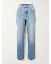 Brunello Cucinelli - Bead-Embellished Cropped Straight-Leg Jeans - Lyst