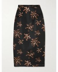 Emilia Wickstead - Lorelei Midirock Aus Satin Mit Blumenprint - Lyst