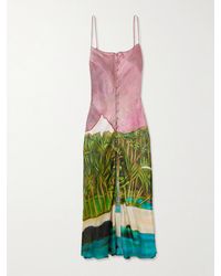 Donde Esteban - La Sierra Printed Silk-Satin Midi Dress - Lyst