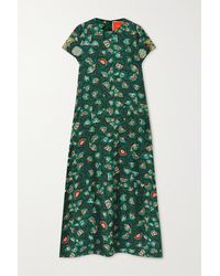 La DoubleJ Floral-print Silk-twill Maxi Dress - Green