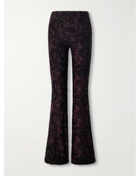 Etro - Paisley-Jacquard Chenille-Trimmed Jersey Flared Pants - Lyst