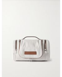 Brunello Cucinelli - Kosmetiktasche Aus Canvas Aus Einer Baumwoll-Leinenmischung Mit Lederbesätzen - Lyst