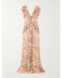 Etro - Ruffled Printed Silk-Crepon Maxi Dress - Lyst